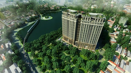 D’. Le Pont D’or Hoàng Cầu có 308 căn hộ, 4 tầng hầm đáp ứng trên 300 chỗ đỗ xe