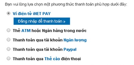 iNET ra mắt cổng thanh toán online iNET Pay - 2 Cửa sổ thanh toán khi mua tên miền tại iNET