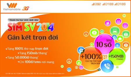Vietnamobile ưu đãi khủng sinh viên, học sinh Việt Nam
