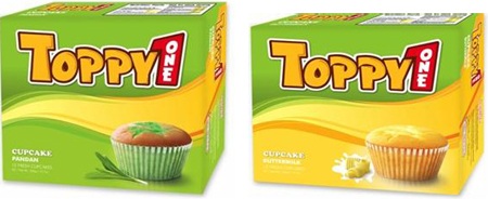 Sức hút khó cưỡng từ bánh Toppy 1 mới - 2 Bao bì mới của Toppy 1 cup cake nhân dứa và nhân bơ sữa.