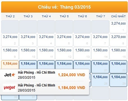 Mua vé máy bay Tết 2015 giá rẻ không khó ? - 3 Chức năng hiển thị giá vé Tết 2015 tốt nhất của 2 hãng giá rẻ