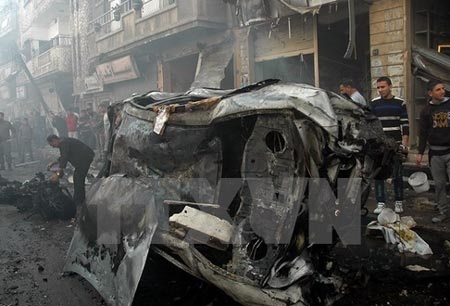 Hiện trường một vụ đánh bom tại Syria (Nguồn: AFP/TTXVN)