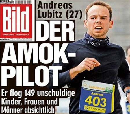 Phó mặc mạng sống cho… phi công? - 1 Cơ phó Andreas Lubitz được cho là đã chốt cửa buồng lái và tự sát (Nguồn: Bild)