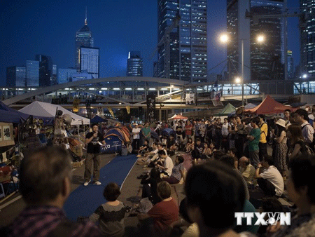 Người biểu tình tập trung tại quận Admiralty, Hong Kong ngày 20/10 (nguồn: AFP/TTXVN)