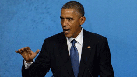 Tổng thống Obama phát biểu tại hội nghị CEO APEC ở Bắc Kinh ngày 10/11 (ảnh: AP)