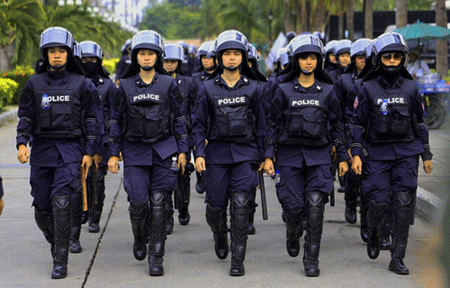 Một đơn vị nữ cảnh sát Thái Lan tại thủ đô Bangkok