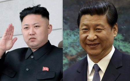 Nhà lãnh đạo Triều Tiên Kim Jong-ul và Chủ tịch Trung Quốc Tập Cận Bình (