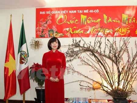 Cộng đồng người Việt tại Mexico tưng bừng đón Xuân Ất Mùi - 1 Đại sứ Lê Linh Lan khai mạc Tết Việt tại Mexico (Ảnh: Việt Hòa/Vietnam+)