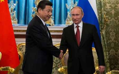Nga-Trung: Mối quan hệ chiến lược mong manh - 1 Chủ tịch TQ Tập Cận Bình và Tổng thống Nga Putin (Ảnh: AP)