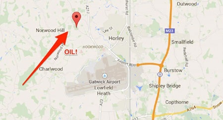 Anh phát hiện 100 tỷ thùng dầu gần sân bay Gatwick - 1 Vị trí phát hiện trữ lượng dầu khổng lồ gần sân bay Gatwick