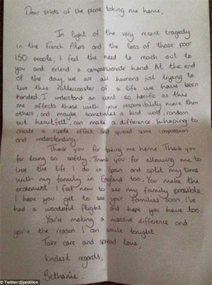 Bức thư của hành khách Bethanie