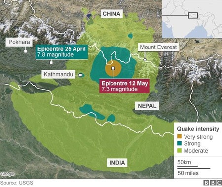 Lời kể từ Nepal - 1 Đồ họa trận động đất. (Ảnh: