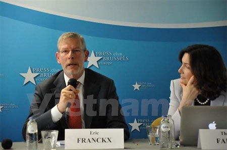 Học giả Bỉ phát biểu tại hội thảo diễn ra ở Brussels. (Nguồn: