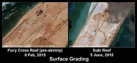 Philippines: "Trung Quốc vẫn bồi đắp "hết công suất" các bãi đá trên Biển Đông" - 1 Đoạn cải tạo trên bãi Subi đủ dài để xây dựng một đường băng 3 km. (Ảnh: