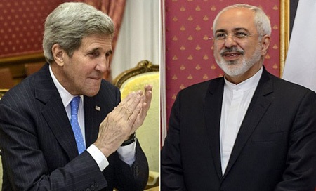 Ngoại trưởng Mỹ và Iran là ứng cử viên giải Nobel Hòa bình - 1 Ngoại trưởng Iran Mohammad Javad Zarif (phải) và người đồng cấp Mỹ John Kerry. (Nguồn: