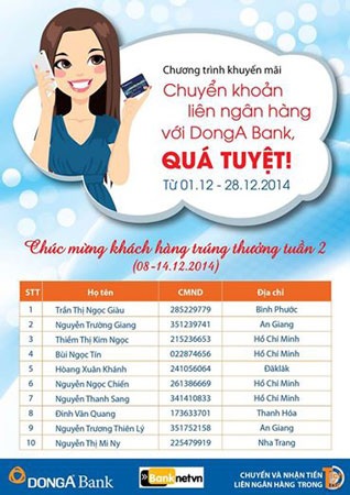 Lộ diện 10 khách hàng trúng giải chuyển khoản liên ngân hàng với DongA Bank - 1 Lộ diện 10 khách hàng trúng giải chuyển khoản liên ngân hàng với DongA Bank