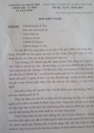 Bí thư xã bị hành hung giữa ban ngày, hung thủ vẫn...bặt vô âm tín