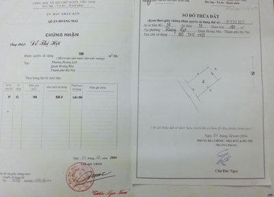 Sổ đỏ cấp lại năm 2004 chỉ vênh lên 12m2 so với sổ đỏ huyện Thanh Trì cấp trước đó