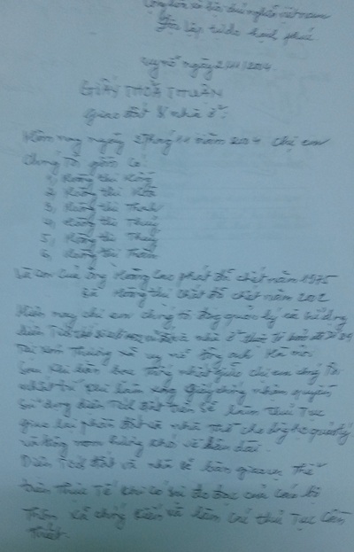 Thanh tra làm rõ vi phạm của cán bộ trong vụ mất nhà thờ họ ở Đông Anh - 3 Chị em nhà bà Hồng ký cam kết trả lại phần nhà thờ cho dòng họ Hoàng làm nơi thờ tự.