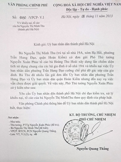 Văn phòng Chính phủ chỉ đạo xử lý, công trình vi phạm “vô tư” tồn tại ở Xóm Hạ Hồi - 2 Công văn chỉ đạo kiểm tra, xử lý của Văn phòng Chính phủ