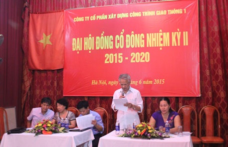 Công ty Cổ phần công trình Giao thông 1 thay thế hội đồng quản trị bầu trái pháp luật - 5 Đại hội cổ đông lần thứ 2 của Công ty CPXDCT Giao thông I đã bầu ra HĐQT mới