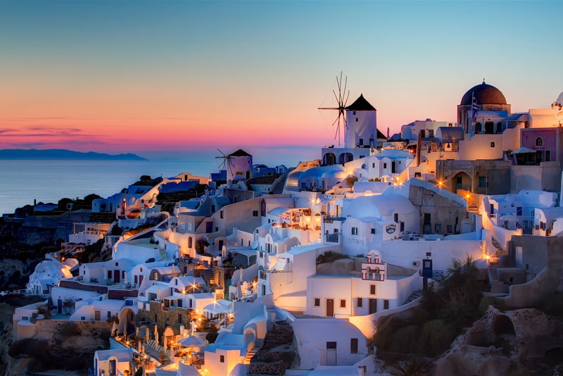Đêm muộn ở Santorini, Hy Lạp.