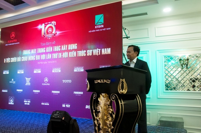 Ông Nguyễn Tấn Vạn - Chủ tịch Hội Kiến trúc sư Việt Nam phát biểu trong chương trình.