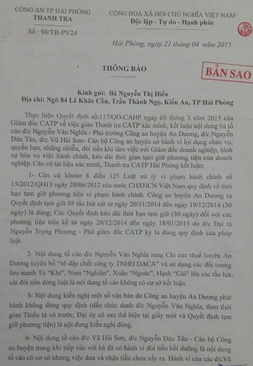 Nhũng nhiễu “vòi tiền” doanh nghiệp, cán bộ công an bị thanh tra “sờ gáy” - 1 1