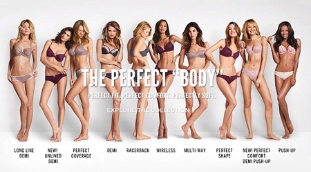 Tấm poster với dòng thông điệp Cơ thể hoàn hảo của Victoria's Secret bị nhiều phụ nữ tẩy chay.