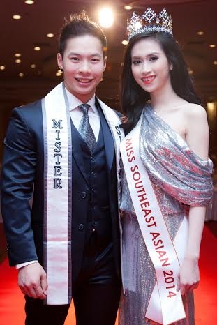 Vũ Trần Triều Thu giành danh hiệu Hoa Hậu Đông Nam Á - 7 Hoa hậu Vũ Trần Triều Thu chụp ảnh kỷ niệm với nam vương các nước và hai á hậu của cuộc thi.