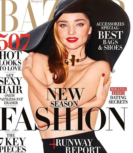 Miranda Kerr không ngại hò hẹn với nhiều người một lúc - 1 Miranda Kerr trên bìa tạp chí Harper's Bazaar, số tháng 2/2014.