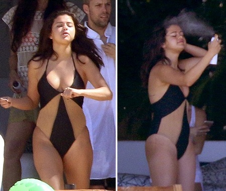 Selena Gomez ngày càng "phát tướng" - 5 Cô tranh thủ xịt dưỡng ẩm và thoa kem chống nắng để bảo vệ làn da.