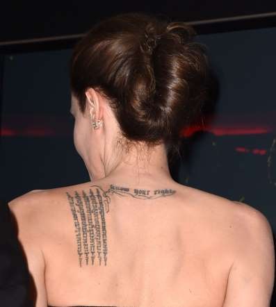 Jolie has quite a few tattoos on her body, many of which are in Arabic.