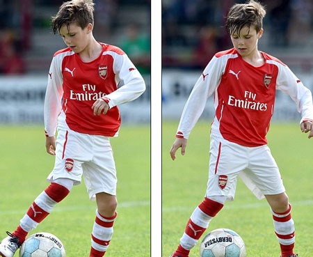 David Beckham tự hào khi con gái cưng và con trai mê bóng đá - 12 Cruz sở hữu gương mặt và dáng vóc khá giống cha khi còn trẻ.