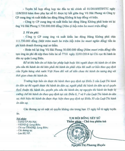 Bài 3: “Sử dụng ngoại hối để hợp tác đầu tư tài chính và hưởng lợi là sai phạm" - 3 Hợp tác đầu tư phạm luật, Công ty CP cung ứng và xuất nhật khẩu Hàng không thua kiện.