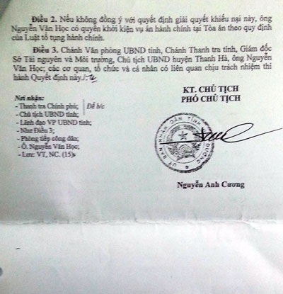  Kết luận của UBND tỉnh Hải Dương trả lời khiếu nại của công dân.