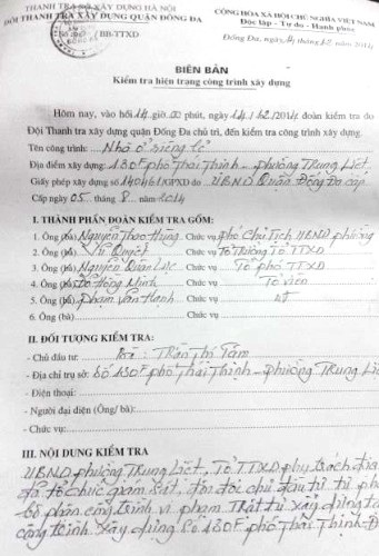 Công trình sai phạm.