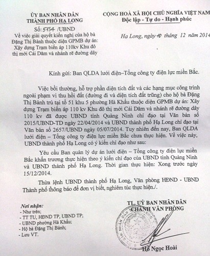 UBND TP Hạ Long yêu cầu cơ quan điện lực khẩn trương bồi thường cho dân - 2 UBND TP Hạ Long yêu cầu cơ quan điện lực khẩn trương bồi thường cho dân.