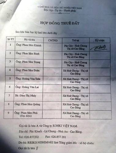 Cao Bằng: Sông Hiến bị cày xới tan hoang, nhiều hộ dân đồng loạt kêu cứu - 4 Hợp đồng thuê đất ghi rõ việc sử dụng để trồng nâm giữa các hộ dân với Công ty TNHH KOHKI Việt Nam.