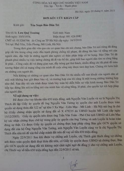 Hà Nội: Một chữ ký “ma” đẩy người dân vào cảnh “tán gia bại sản” - 1 Hà Nội: Một chữ ký “ma” đẩy người dân vào cảnh “táng gia bại sản”