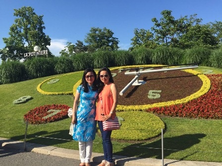 Quỳnh Mai, Thu Thủy tại Đồng hồ hoa nổi tiếng của Thụy Sỹ.