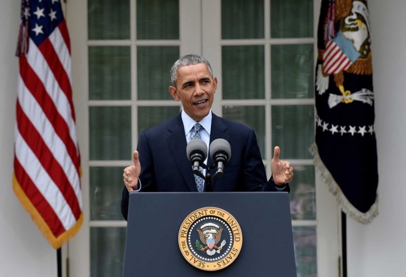 Quốc tế hoan nghênh thỏa thuận lịch sử giữa Iran và P5+1 - 1 Tổng thống Obama phát biểu tại Vườn Hồng (Ảnh: