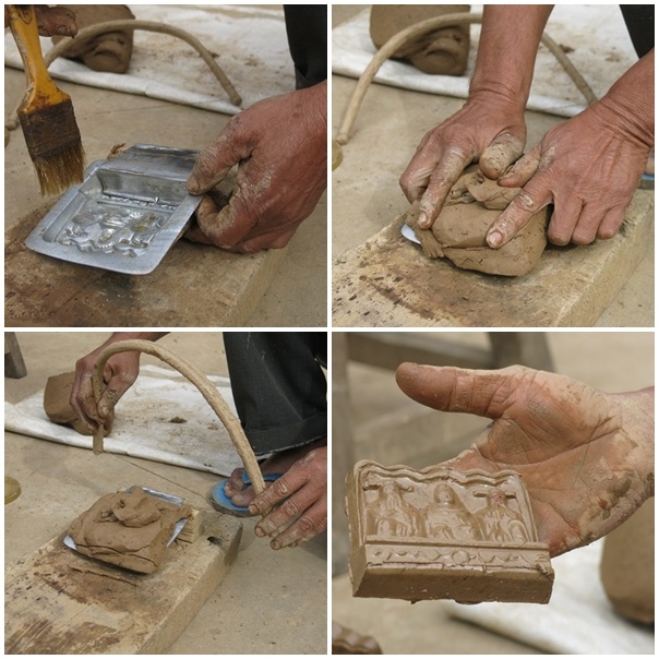 3 ông Táo "ra lò" trong... 1 phút - 2 Các công đoạn in và sửa nguội trước khi đem tượng phơi khô và nung