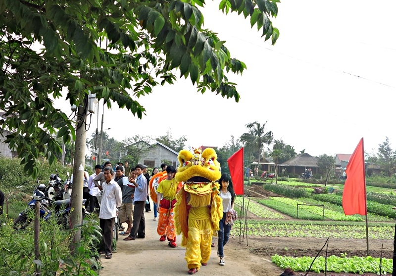 Đường làng rộng ràng ngày lễ hội cầu bông