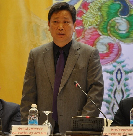 Ông Hồ Anh Tuấn - Thứ trưởng Bộ Văn hóa, Thể thao và Du lịch trong cuộc họp báo.