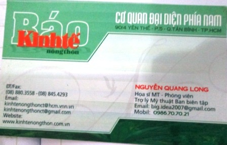  Những giấy tờ mà Long đưa ra chứng minh mình là Phóng viên báo Kinh Tế Nông Thôn.