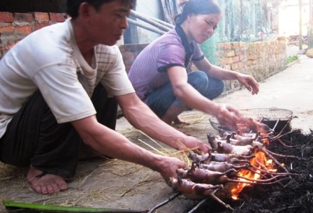 Đi săn... chuột đồng - 5 Thui chuột bằng rơm khô.