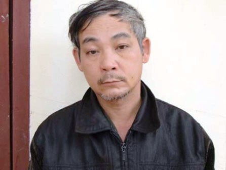 Đối tượng Nguyễn Văn Sơn tại cơ quan công an.