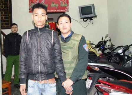 Đối tượng Nguyễn Văn Giang tại cơ quan công an.