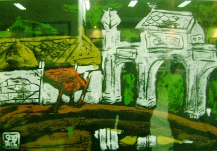 Hồn quê (tranh khắc gỗ màu) - tác giả Lê Trí Quang.